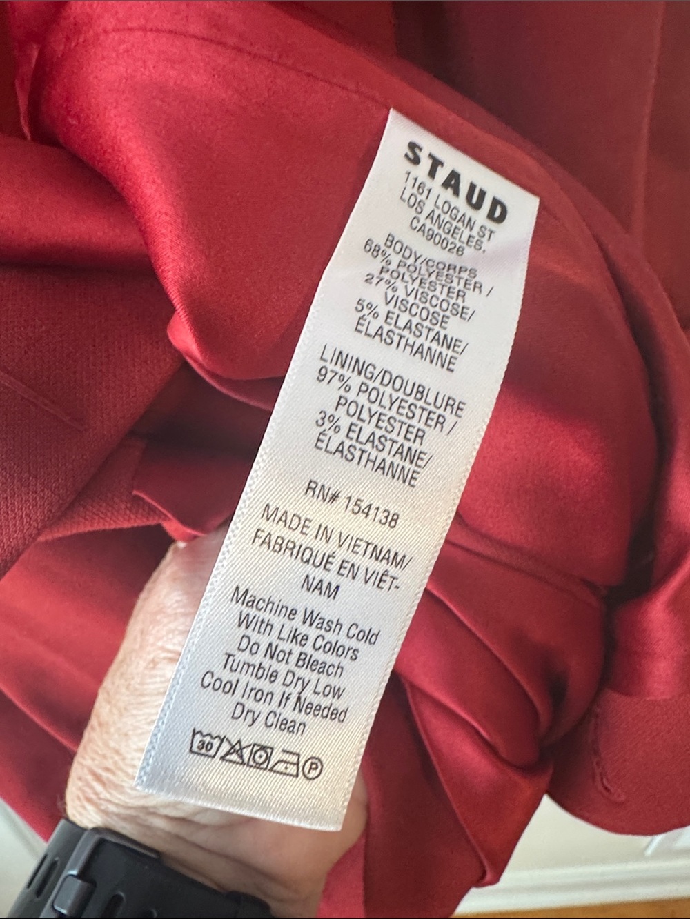 Staud Women's Large Red Una Tailored Button Midi Dress - Picture 8 of 10